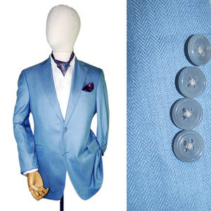 JOHN W. NORDSTROM 40R SKY BLUE HERRINGBONE BLAZER
